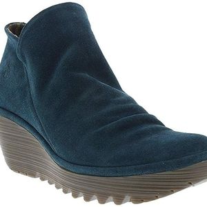 Fly London Oil Suede YIP Wedge Ankle boots- Petrol
